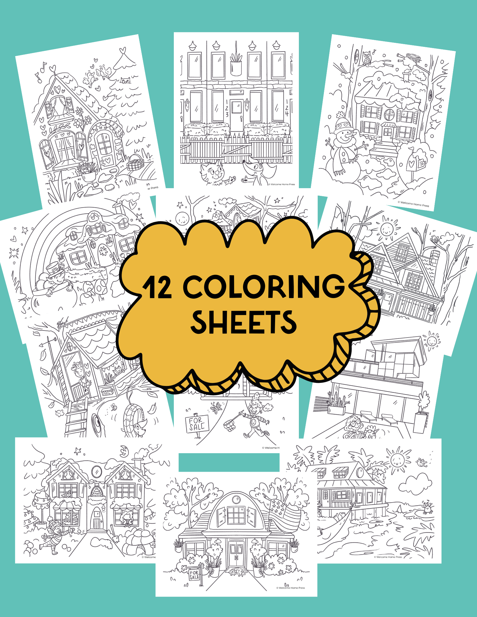 12 Coloring Sheets | Digital Download